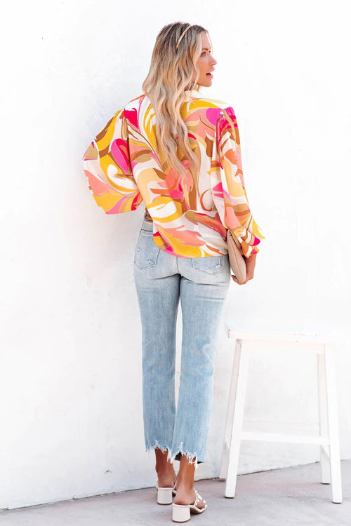 Getting Glam Printed Statement Sleeve Top