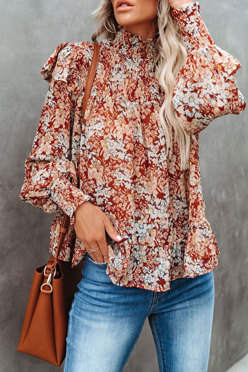 Sipping On Love Printed Smocked Top