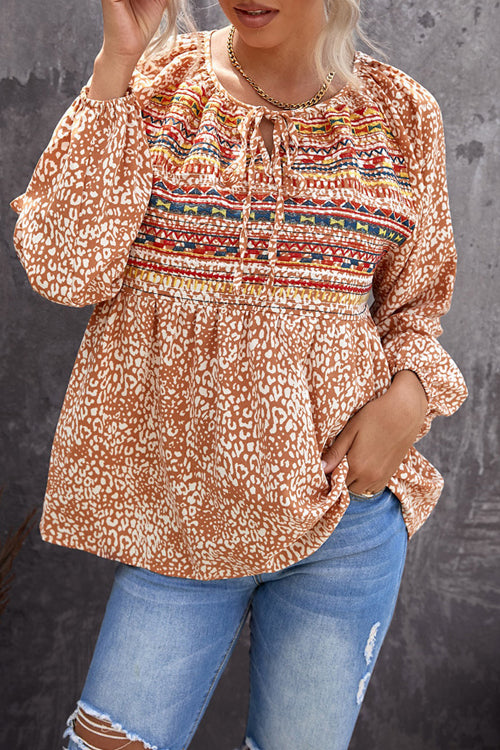 Lovely Wishes Boho Print Long Sleeve Top