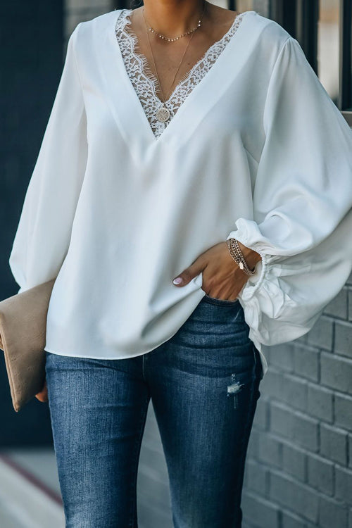 Date Night Out Lace Balloon Sleeve Top - 3 Colors