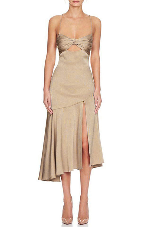 Jazzy Belle Silk High-slit Midi Dress - 2 Colors