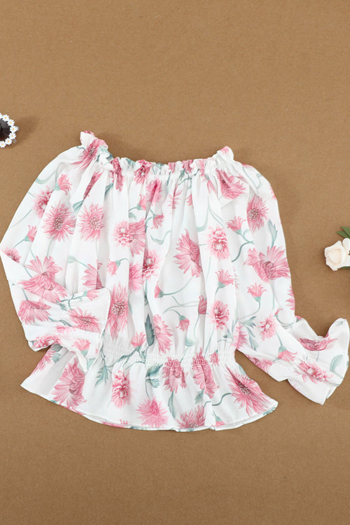 Blossoming Style Off Shoulder Printed Top