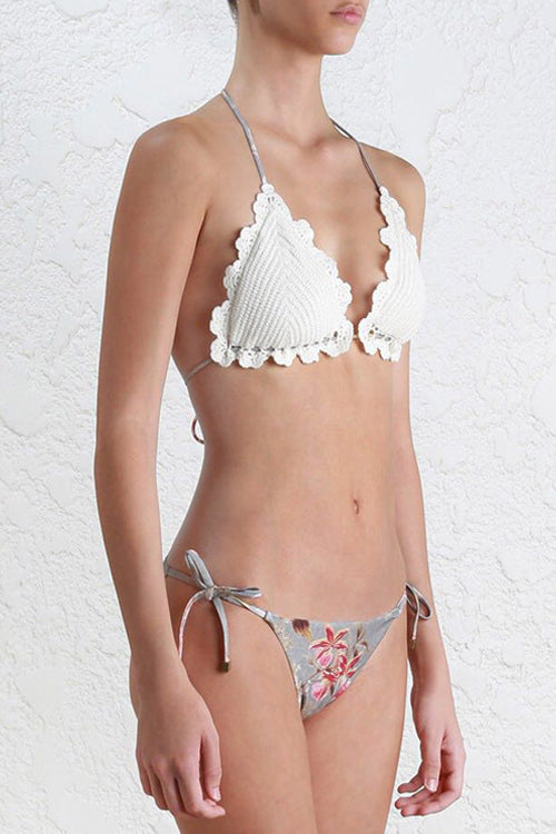 Flower-hook Print Bikini