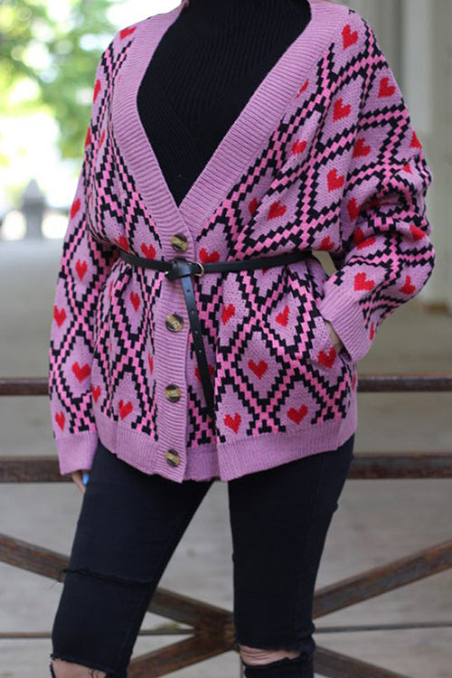 City Night Button-Up Heart Cardigan - 2 Colors