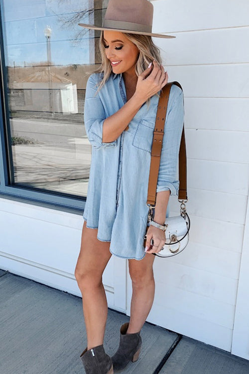 Forever and Always Denim Casual Mini Dress