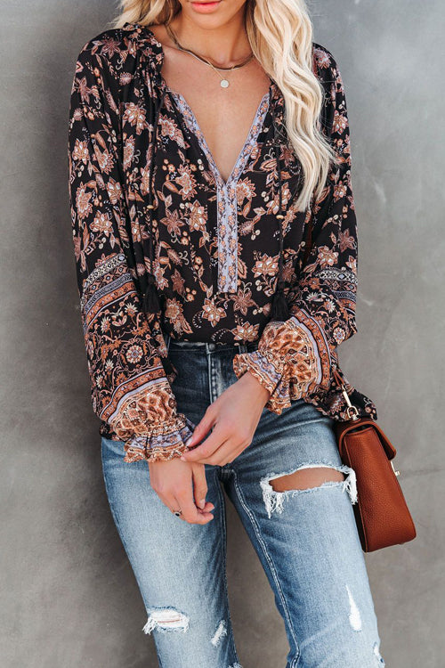 Giving Gorgeous Boho Print Long Sleeve Top