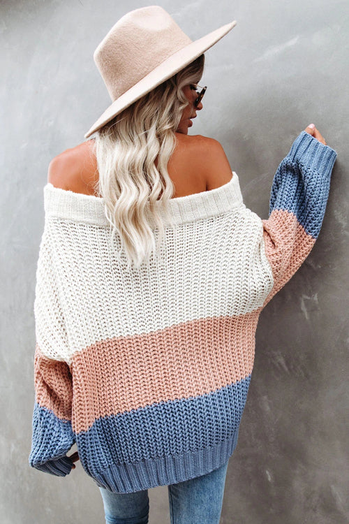 Bright Days Striped Off Shoulder Knit Sweater