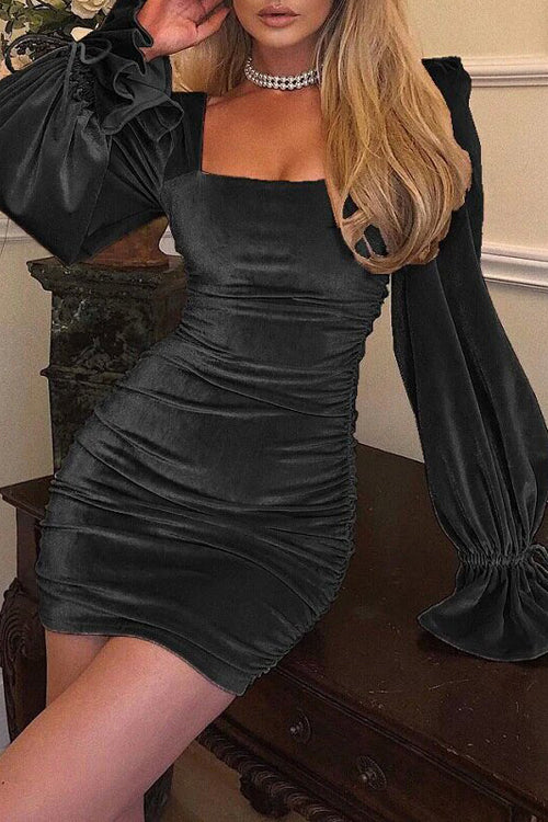 Today's The Day Velvet Drawstring Mini Dress - 4 Colors