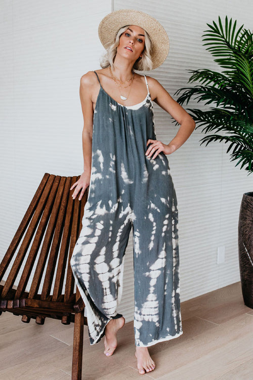 Make Moves Tie-dyed Spaghetti Jumpsuit