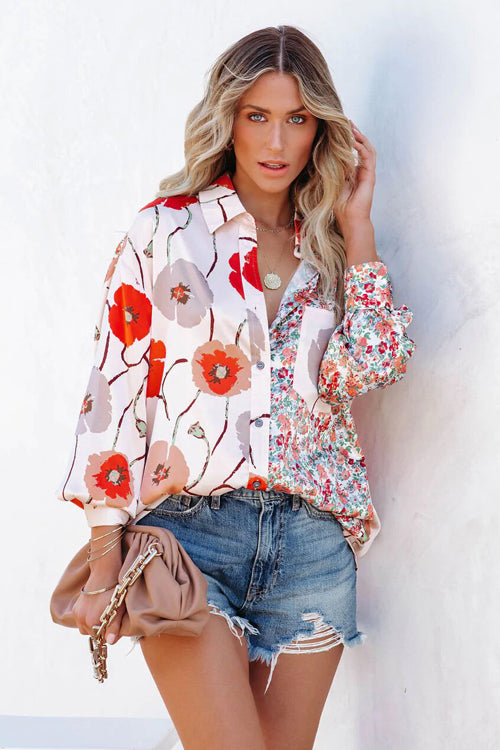 Wild Confidence Mix Print Button Down Top