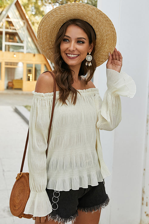 Taking It Easy Off Shoulder Pleated Top - 3 Colors