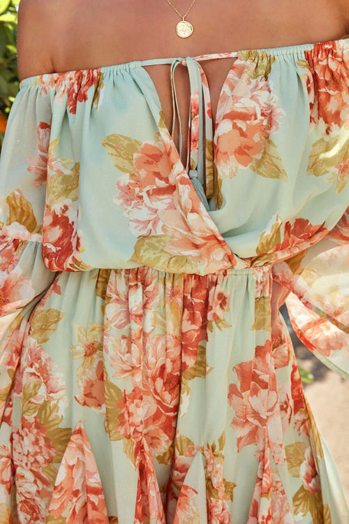Summer To It Floral Print Off Shoulder Romper