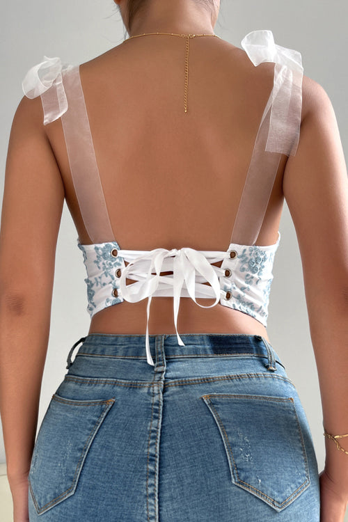 Better Your Self Floral Embroidered Bustier Corset Crop Top