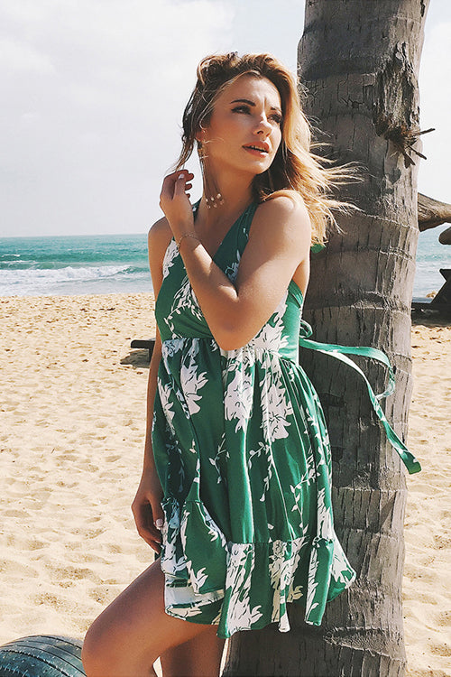 Green Print Beach Dress