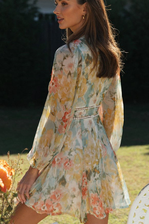 Radiantly Sweet Long Sleeve Floral Print Mini Dress – Beetsweeti