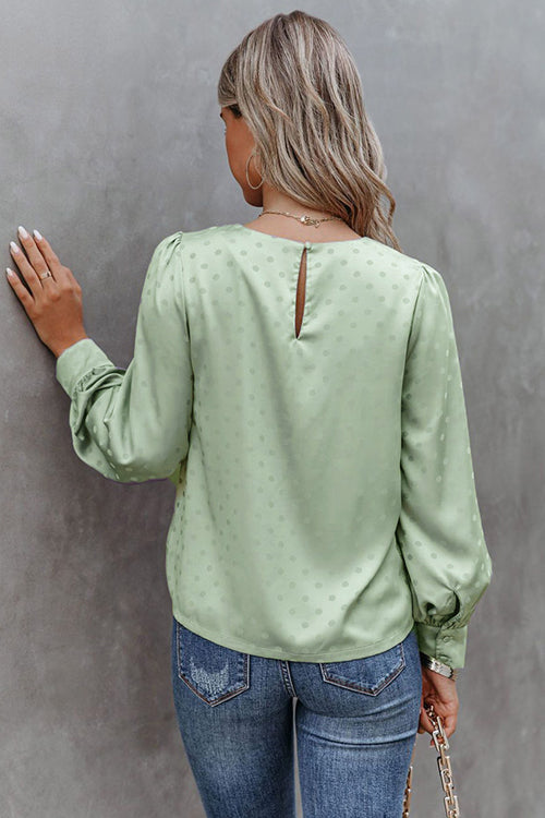 Breezing In Mint Green Dot Long Sleeve Top