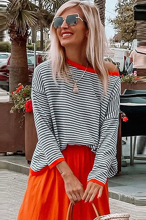All Around The Way Striped Long Sleeve Top