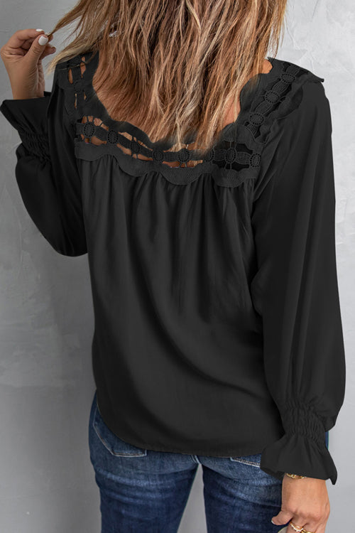 Romantic History Crochet Long Sleeve Top - 4 Colors