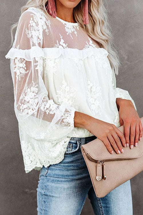 Janie White Lace Embroidery Top