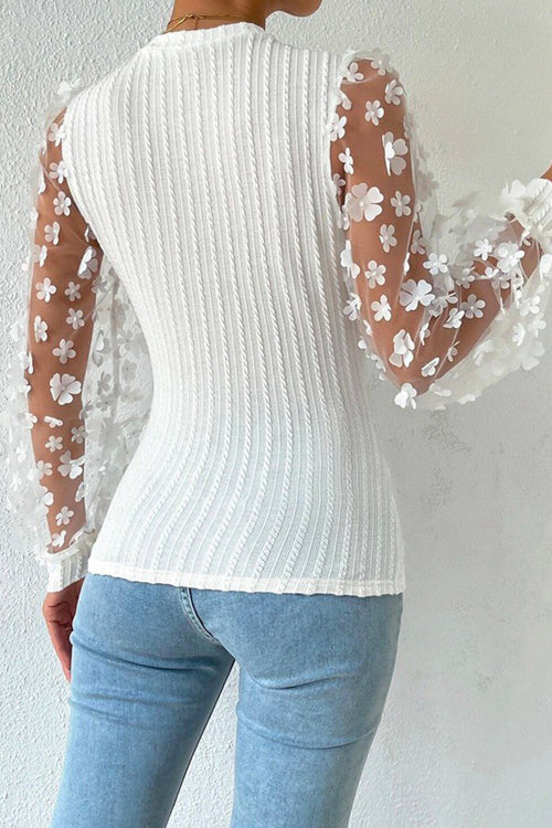 New Days Ahead Flower Ribbed Knit Top - 4 Colors