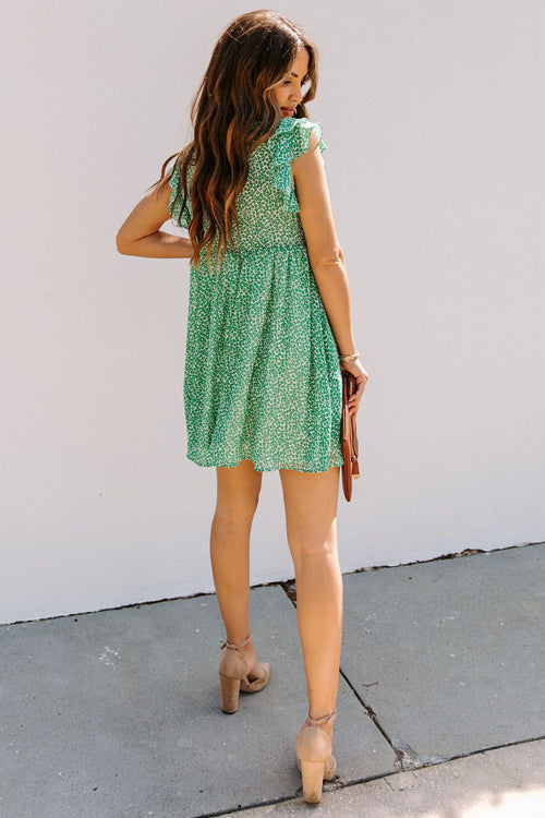 Only A Dream Green Printed Mini Dress