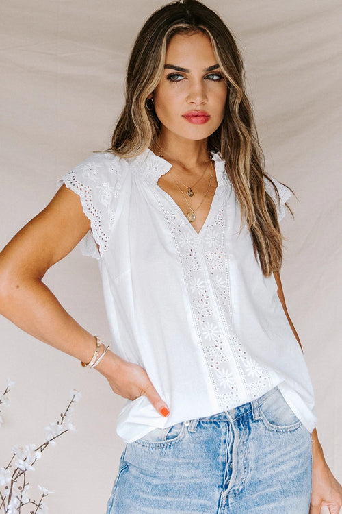 Got Me Moving Lace Short Sleeve Top