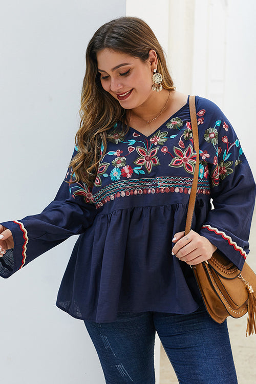 Made For Me Flower Embroidered Oversized Top - 2 Colors