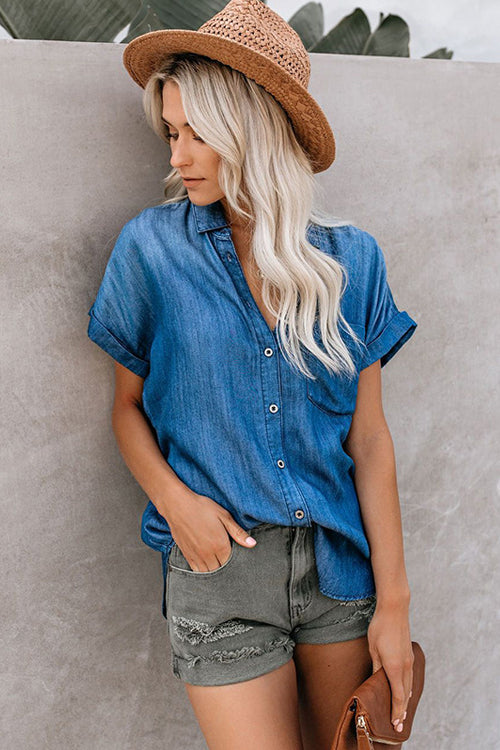 Tender Love Denim Short Sleeve Shirt