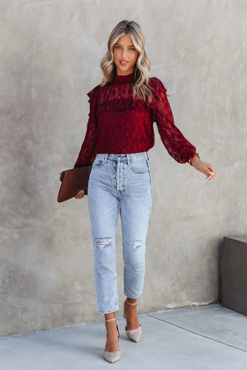 Couldn't Be Better Lace Ruffled Top - 3 Colors