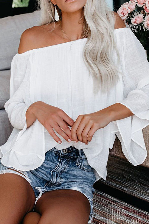 Love Lights White Off Shoulder Ruffled Top