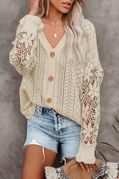 Feeling Your Best Hollow-Out Crochet Sweater Cardigan - 5 Colors