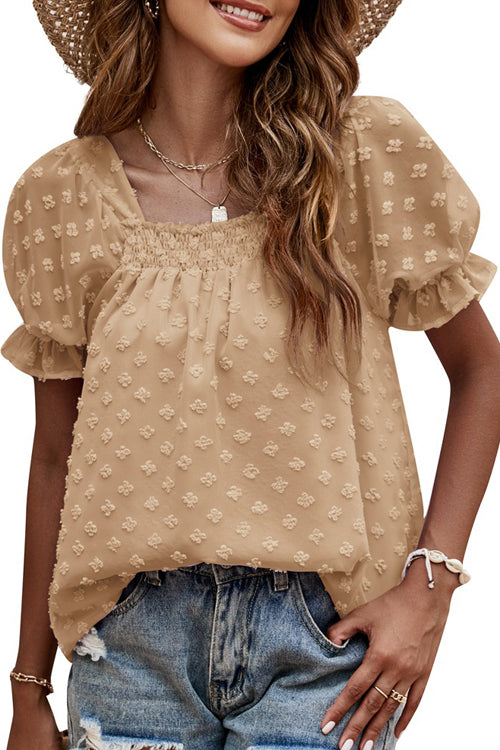 On The Spot Swiss Dot Short Sleeve Top - 5 Colors