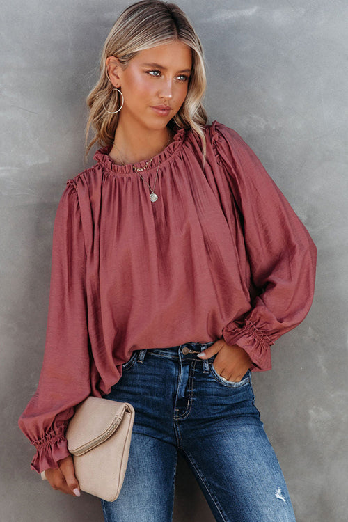 Promised Fun Ruffled Cotton Long Sleeve Top