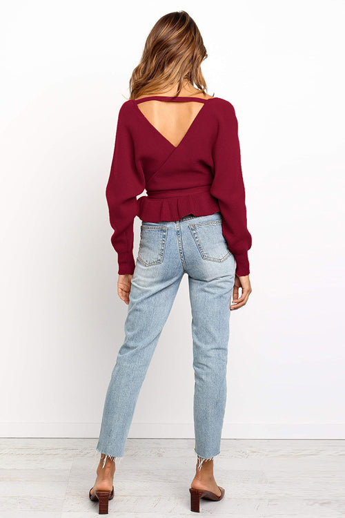 True Story V-Back Balloon Sleeve Knit Top - 3 Colors