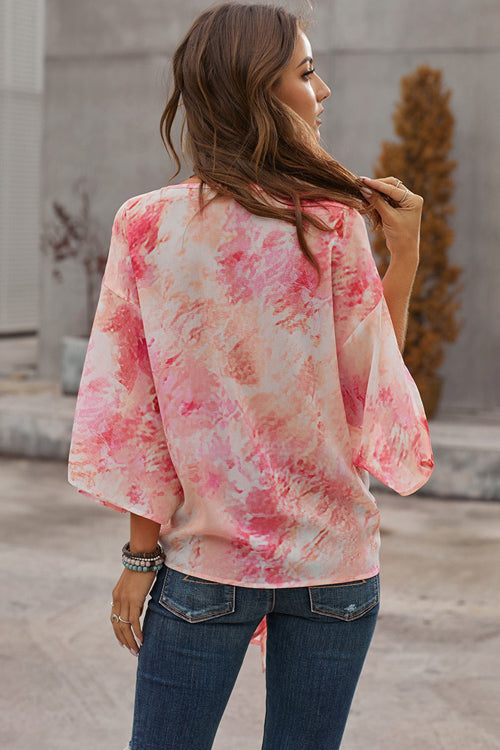 Flying High Tie-Dyed V-Neck Top - 2 Colors