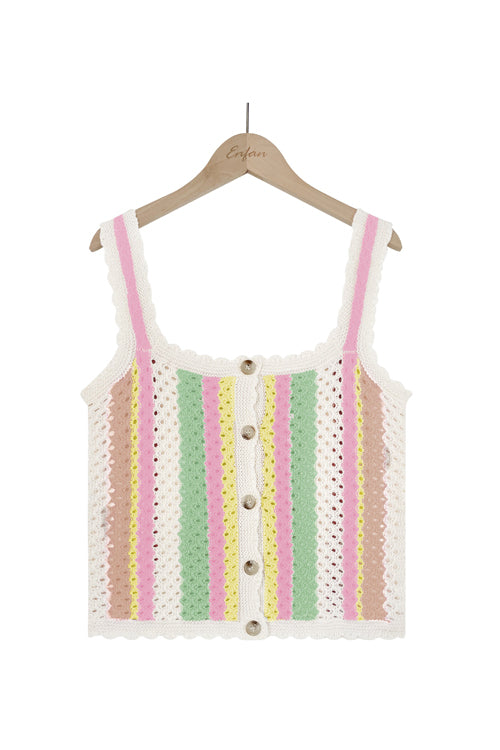 Waiting For Love Colorful Stripe Crochet Knit Top - 4 Colors