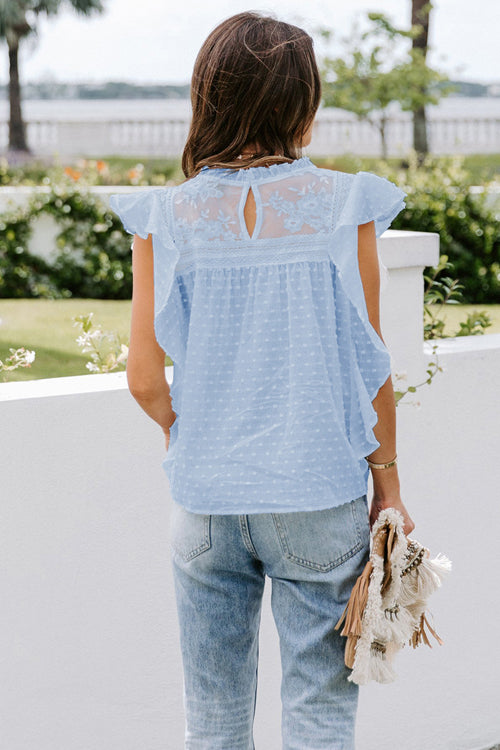 Breezy Days Lace Embroidered Ruffle Top