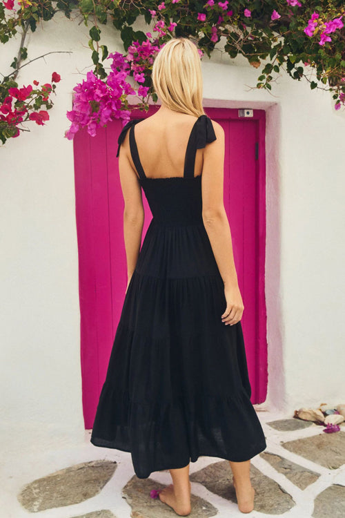 Into The Sunset Print Maxi Dress - Black