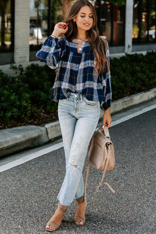 Weekend Moments Plaid Long Sleeve Top - 4 Colors