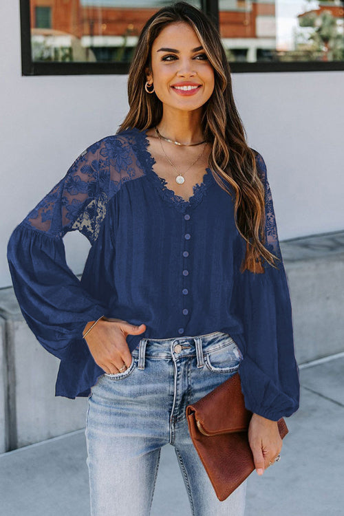 Daydream Lace Embroidery Button Up Top - 2 Colors