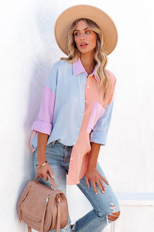 Field Day Colorblock Button Down Top - 2 Colors
