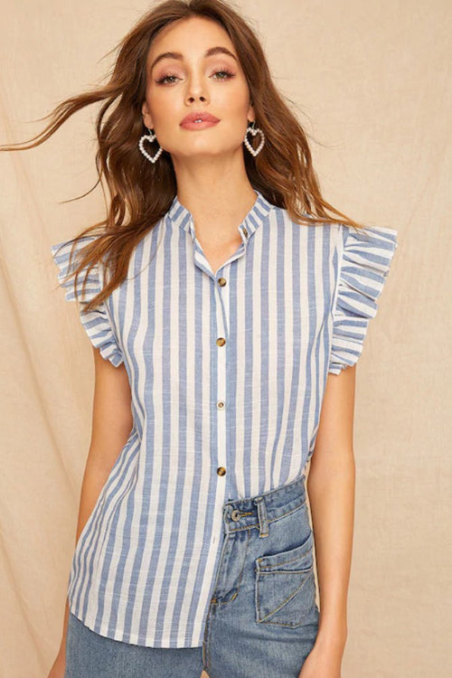 BlueBell Stripe Sleeveless Button-Up Shirt