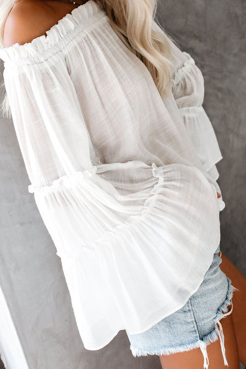 In the Breeze Ruffle Off Shoulder Shirt - 3 Colors