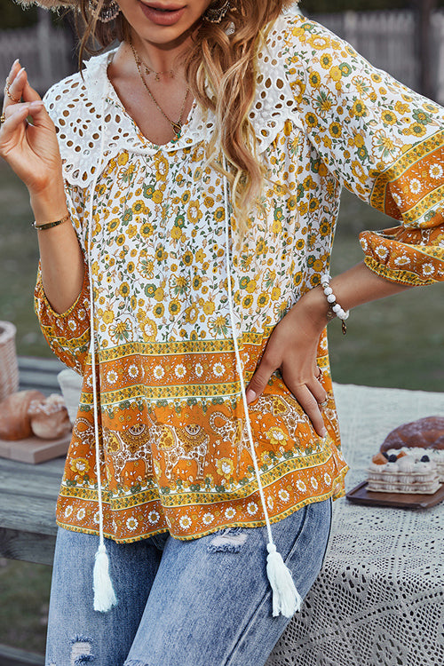 In The Summer Lace Boho Print Top - 3 Colors