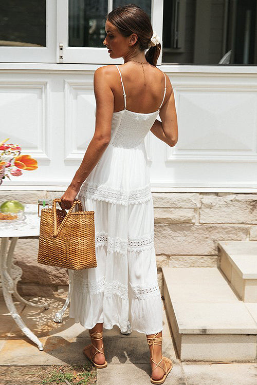 Making Moves White Lace Sleeveless Maxi Dress