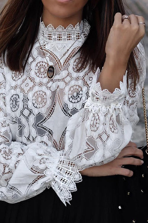 Perfect Petals White Lace See-Through Top