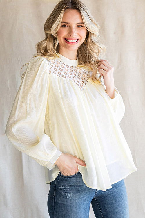 Romantic History Lace Balloon Long Sleeve Top - 6 Colors