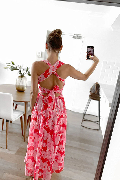 Lost In Love Printed Backless Maxi Dress