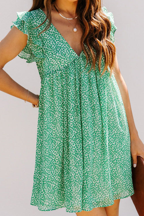 Only A Dream Green Printed Mini Dress