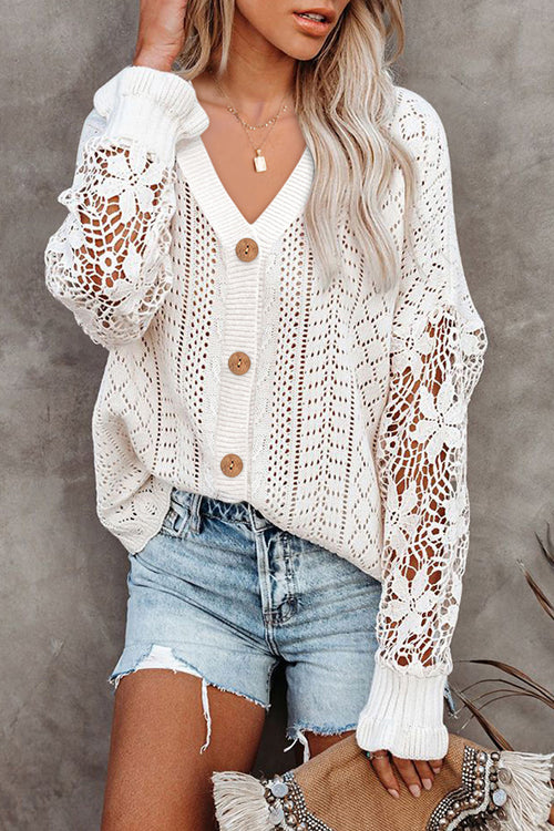 Feeling Your Best Hollow-Out Crochet Sweater Cardigan - 5 Colors
